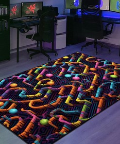 Vibrant Arcade Pattern Personalized Rug for Living Room