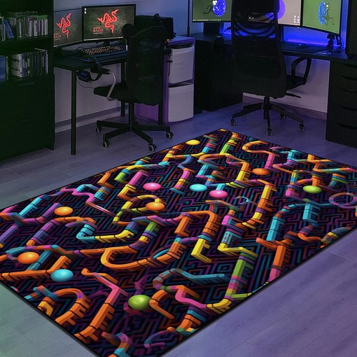 Vibrant Arcade Pattern Personalized Rug for Living Room