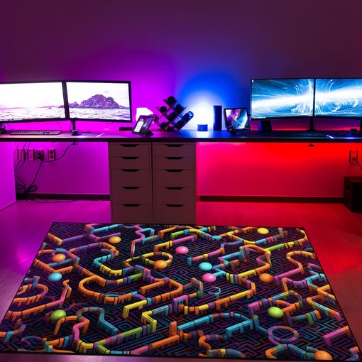 Vibrant Arcade Pattern Personalized Rug for Living Room