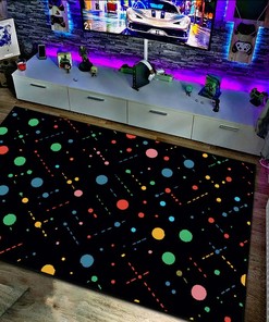 Vibrant Geometric Arcade Pattern Customizable Rug