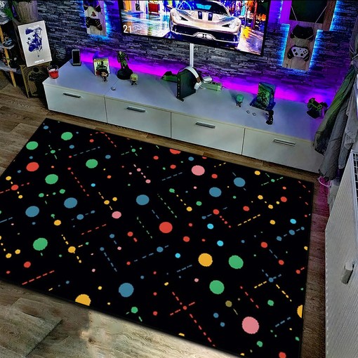 Vibrant Geometric Arcade Pattern Customizable Rug