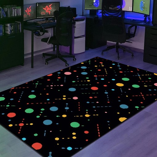Vibrant Geometric Arcade Pattern Customizable Rug