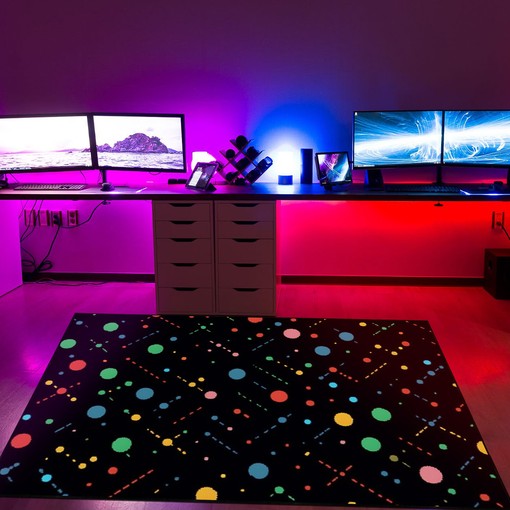 Vibrant Geometric Arcade Pattern Customizable Rug