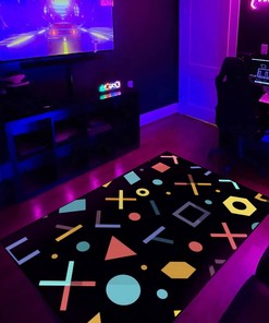 Vibrant Geometric Arcade Pattern Personalized Area Rug