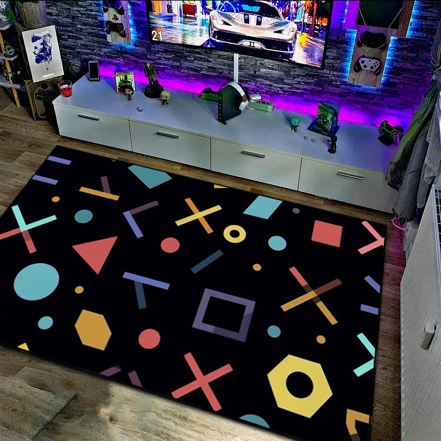 Vibrant Geometric Arcade Pattern Personalized Area Rug