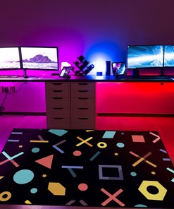 Vibrant Geometric Arcade Pattern Personalized Area Rug