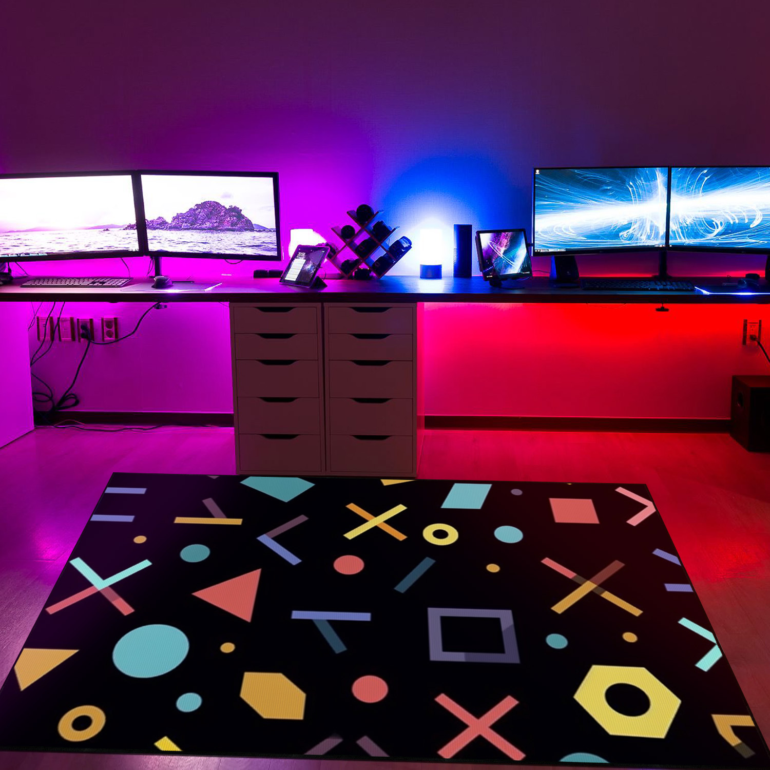 Vibrant Geometric Arcade Pattern Personalized Area Rug