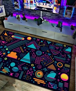 Vibrant Geometric Arcade Pattern Rug - Enhance Your Living Space with a Retro Vibe