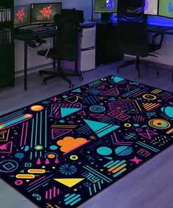 Vibrant Geometric Arcade Pattern Rug - Enhance Your Living Space with a Retro Vibe