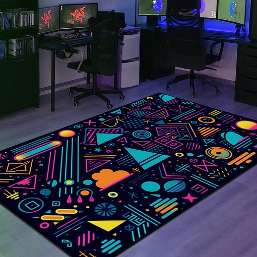 Vibrant Geometric Arcade Pattern Rug - Enhance Your Living Space with a Retro Vibe