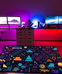 Vibrant Geometric Arcade Pattern Rug - Enhance Your Living Space with a Retro Vibe
