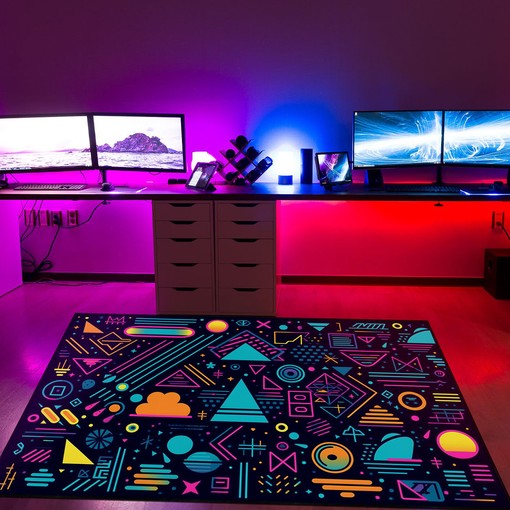 Vibrant Geometric Arcade Pattern Rug - Enhance Your Living Space with a Retro Vibe