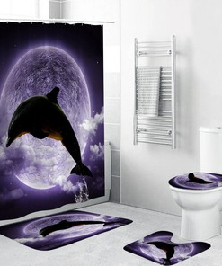 Vibrant Moon Dolphin Shower Curtain for Your Bathroom Decor: A Fun Twist on a Beach Theme