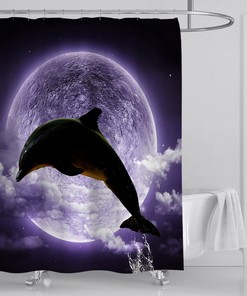 Vibrant Moon Dolphin Shower Curtain for Your Bathroom Decor: A Fun Twist on a Beach Theme
