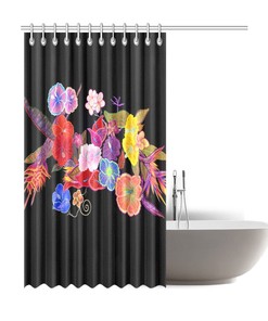 Vibrant Tropical Flowers Shower Curtain for Bathroom Decor