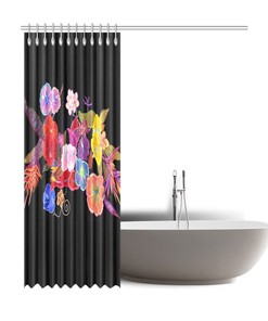 Vibrant Tropical Flowers Shower Curtain for Bathroom Decor