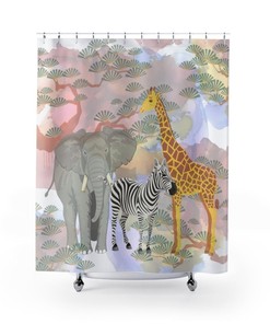 Vibrant Watercolor Safari Shower Curtain for Adventure Seekers 