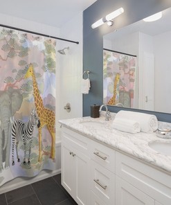 Vibrant Watercolor Safari Shower Curtain for Adventure Seekers