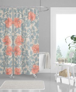 Victorian Garden Retro Vintage Shower Curtain with Antique Botanical Floral Design, Housewarming Gift