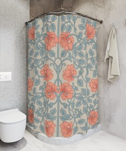 Victorian Garden Retro Vintage Shower Curtain with Antique Botanical Floral Design, Housewarming Gift
