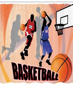 Vintage Basketball Art Print Shower Curtain for a Classic and Sporty Bathroom Decor