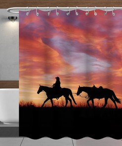 Vintage Cowboy John Wayne Shower Curtain for Western Bathroom Decor