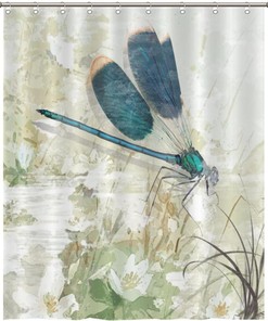 Vintage Dragonfly Abstract Shower Curtain for Artistic Bathroom Decor - Bathroom Decor