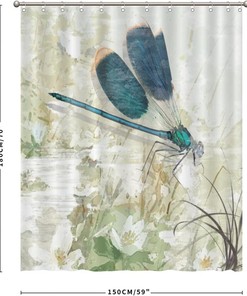 Vintage Dragonfly Abstract Shower Curtain for Artistic Bathroom Decor - Bathroom Decor