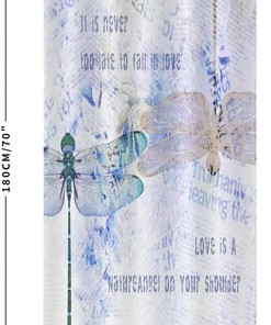 Vintage Dragonfly Print Shower Curtain for Modern Bathroom Decor - Bathroom Decor