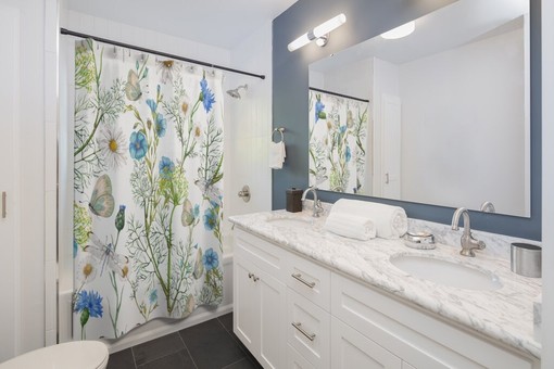Vintage Floral Butterfly Country Bathroom Curtains - Botanical Shower Curtain