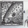 Vintage Moon, Sun, and Planets Image Print Shower Curtain for Bathroom