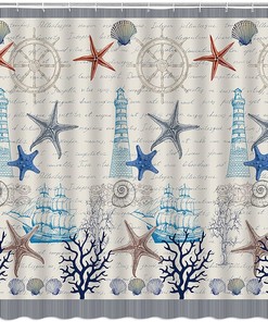 Vintage Nautical Under The Sea Shower Curtain - Home Decor