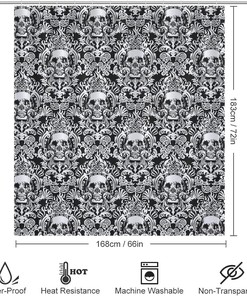 Vintage Skull Bathroom Shower Curtain for Unique Bathroom Decor