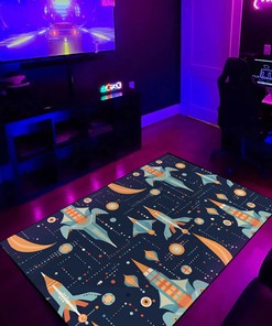 Vintage Video Game Pattern, Customizable Area Rug for Living Room