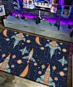 Vintage Video Game Pattern, Customizable Area Rug for Living Room