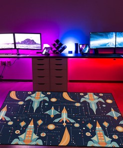 Vintage Video Game Pattern, Customizable Area Rug for Living Room