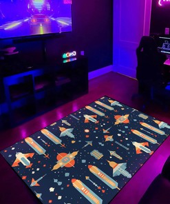Vintage Video Game Pattern, Personalized Arcade Carpet for Bedroom