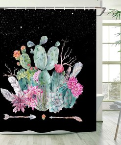 Vintage Watercolor Cactus Shower Curtain: Rustic Bathroom Decor for Your Home