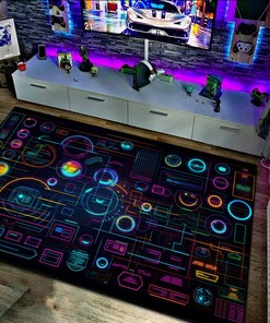 Visually Striking Abstract Game HUD Elements Area Rug for Home Decoration