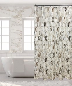 Water Color Geometric Tiles Shower Curtain - Chic Bath Decor Perfect for Modern Homes