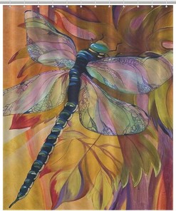 Water-Resistant Dragonfly Shower Curtain for a Nature-Inspired Bathroom 