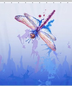 Watercolor Dragonfly Shower Curtain - Purple Bathroom Decor, Home Bath Decor