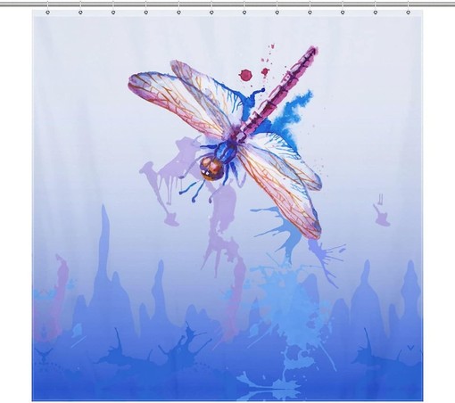 Watercolor Dragonfly Shower Curtain - Purple Bathroom Decor, Home Bath Decor