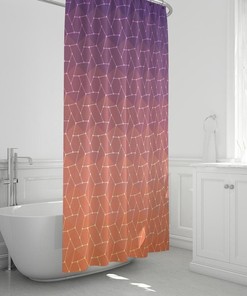 Watercolor Geometric Shower Curtain with Sun Print for a Klimt-Inspired Bathroom