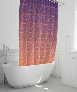 Watercolor Geometric Shower Curtain with Sun Print for a Klimt-Inspired Bathroom 