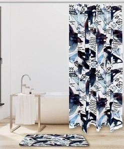 Watercolor Killer Shark Shower Curtain - Waterproof Fabric Bathroom Curtain - Home and Bathroom Decor