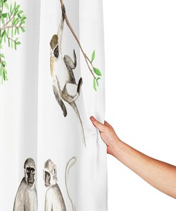 Watercolor Monkey Shower Curtain: Printed Funny Fabric for Your Bathroom