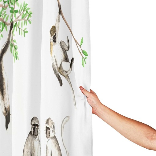Watercolor Monkey Shower Curtain: Printed Funny Fabric for Your Bathroom