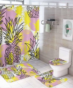 Watercolor Pineapple Shower Curtain for Bathroom, Bathroom Decor