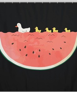 Watermelon Duck Shower Curtain for a Quirky Bathroom Decor